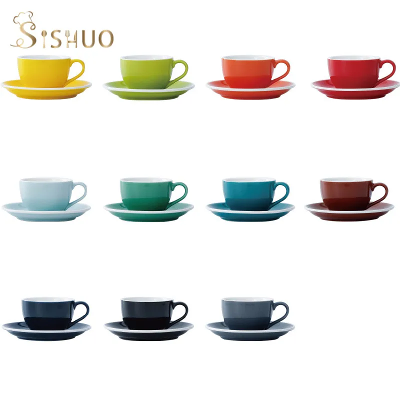 300ml 220ml 150ml Coffee Cappuccino Espresso Latte Ceramic Mug Cup and Saucer with White Rim