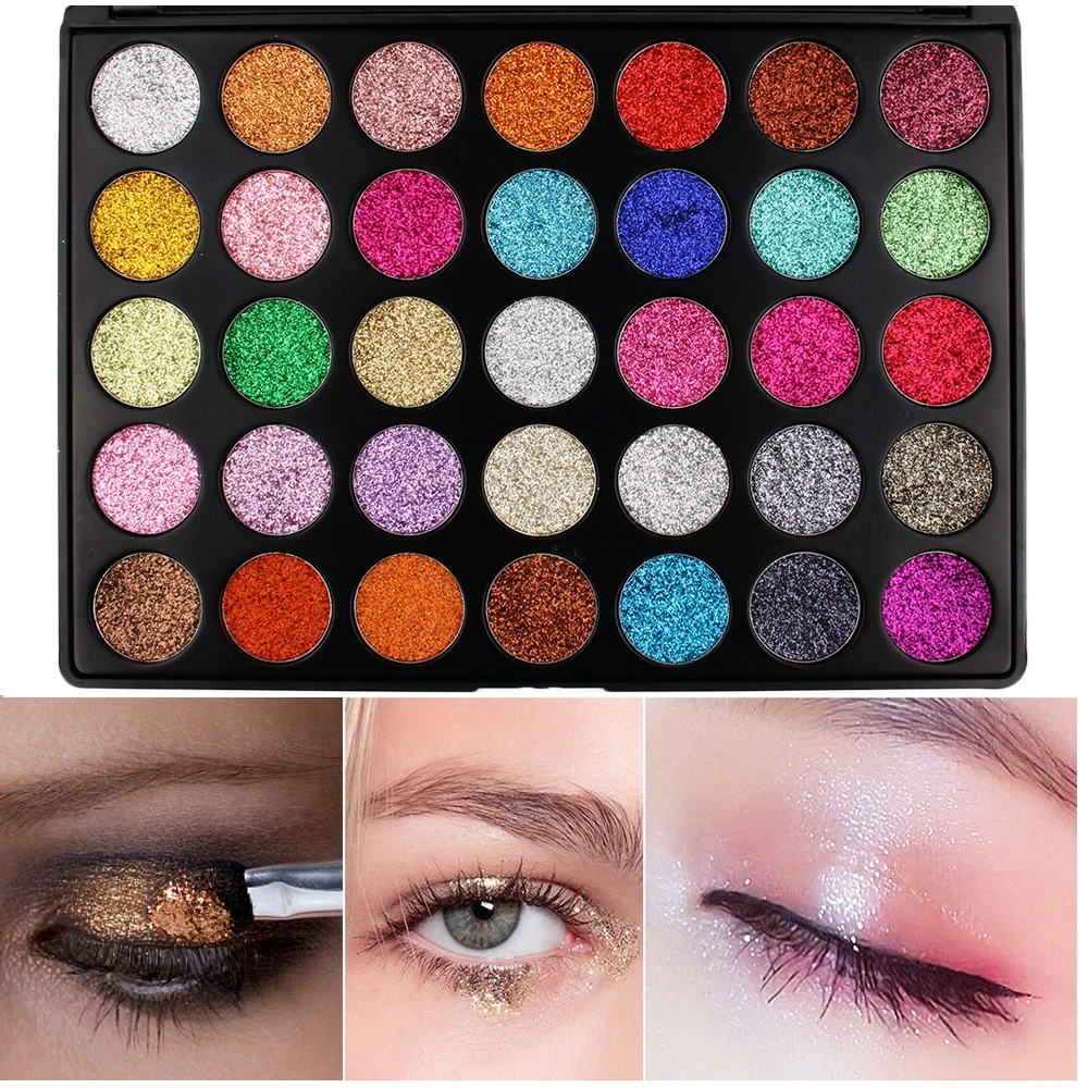 Wholesale Makeup 35 Colors Glitter Plastic Eyeshadow Palette