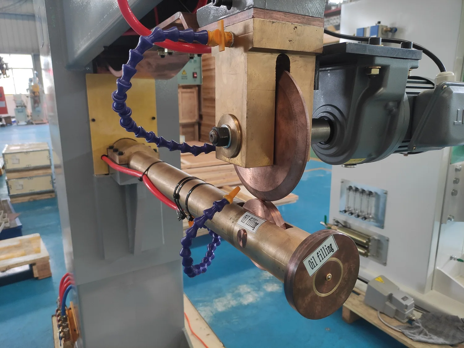 Round Steel Tube Elbow Oil Tank Vertical Circular Rolling Roller Seam Welder Welding Machine