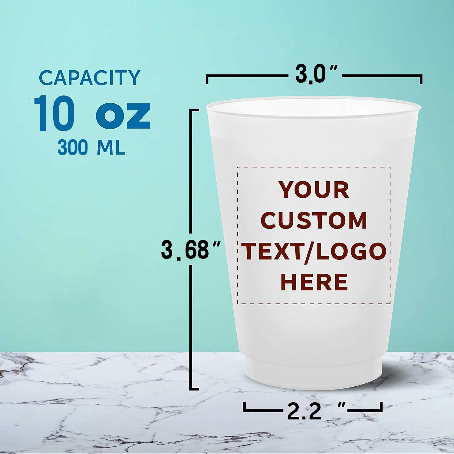 10oz Frost-Flex Customized Logo Reusable Plastic Cups Frosted Coffee Beverage Cups for Parties