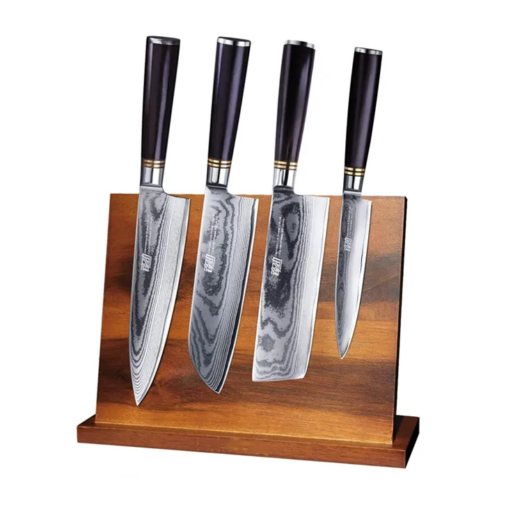 Компактный Универсальный деревянный магнитный держатель для ножей кухонная настольная подставка резки и блока органайзер хранения