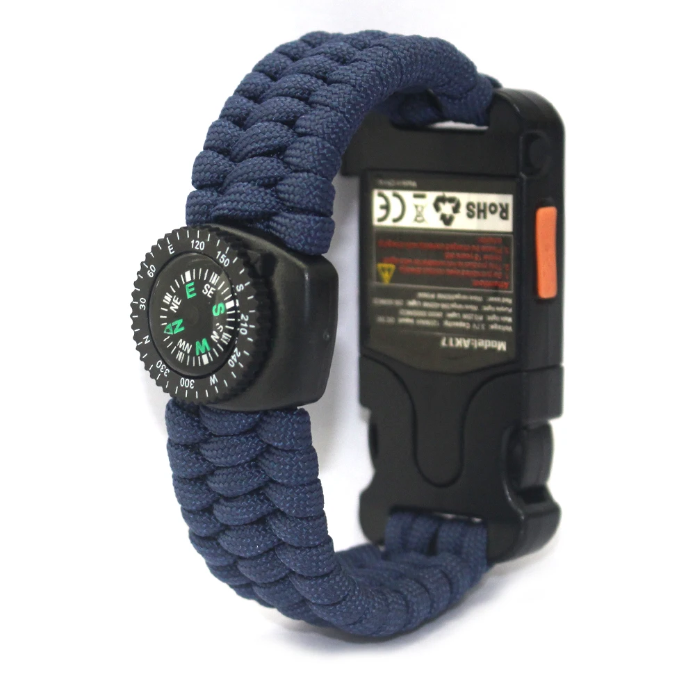 New 2020 Survival Bracelet with Mini Compass, Custom Design Hiking Bracelet with SOS Flashlight