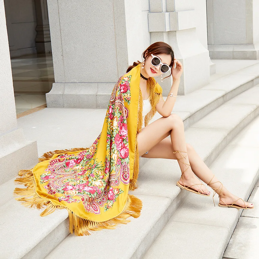 Hot selling romanian cotton shawl Russian scarf Floral Vintage shawl Old shawl romanian style women headscarf kerchief babushka
