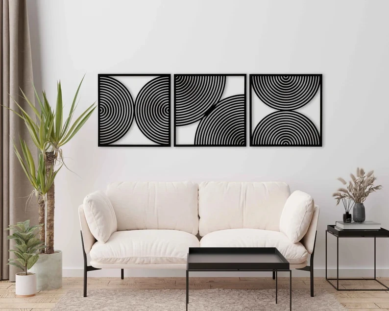 202407Wall Art  Boho Home Gift  Large Wood Wall Art with Midcentury Modern Style Mid Century Modern Wood Wall Art