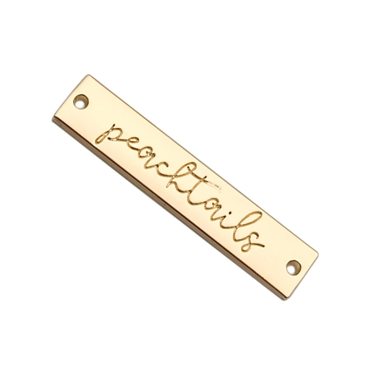 Wholesale Engraved Sewing Brand Name metal tag Custom Logo Metal Label Tag for clothing swimwear