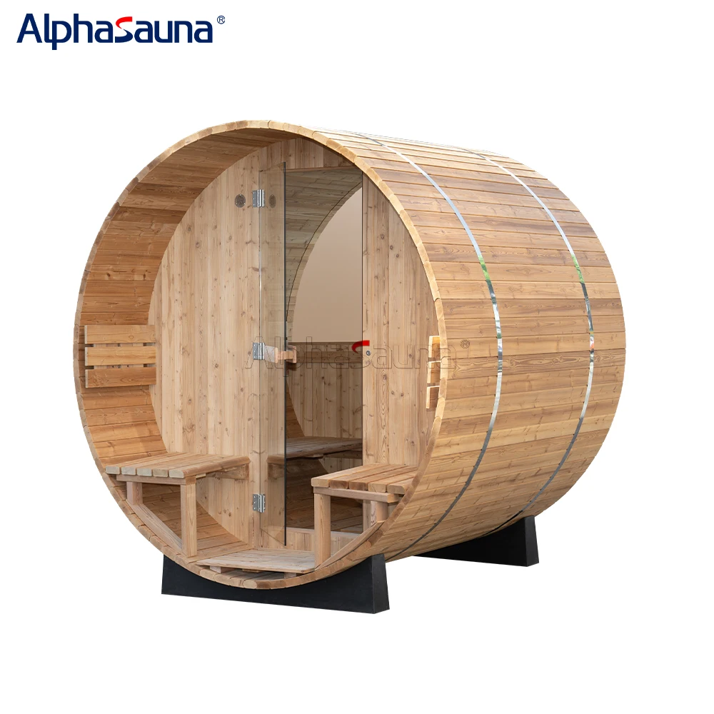 Waterproof Winter Hot Sale Outdoor Barrel Sauna Solid Wood Hemolck Small Outdoor Finnish Sauna