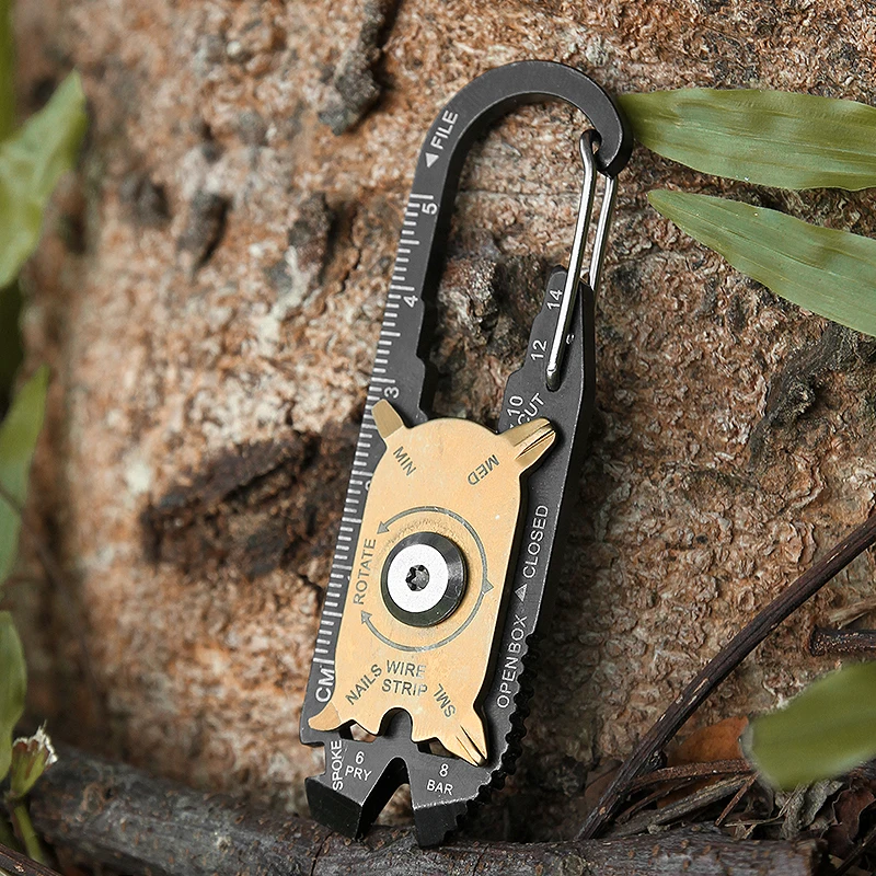 20-in-1 Multitool Carabiner Clip Keychain EDC Card Tool with Bottle Opener Bar Tactical Emergency Survival Gear for Hiking