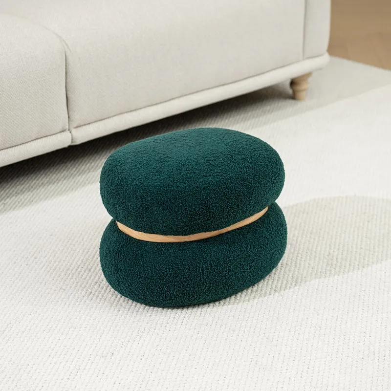 Bailey Modern Furniture Lounge Puff Stool Luxury Pink Red Beige Black Blue Velvet Oval Ottoman Pouf Chair Seat