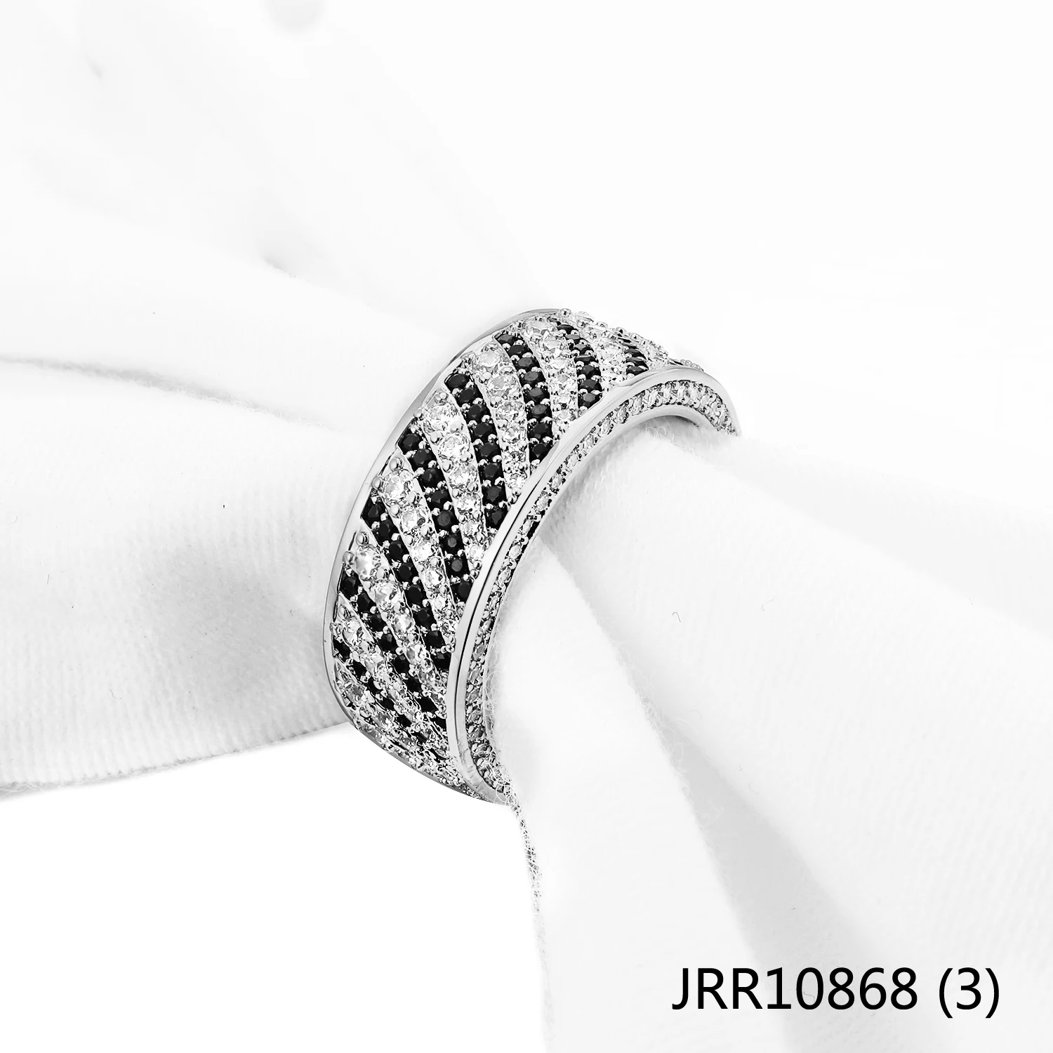 Jasen Luxury Design Silver 925 Zircon Black Topaz Stone Jewelry Men Wedding Band Ring