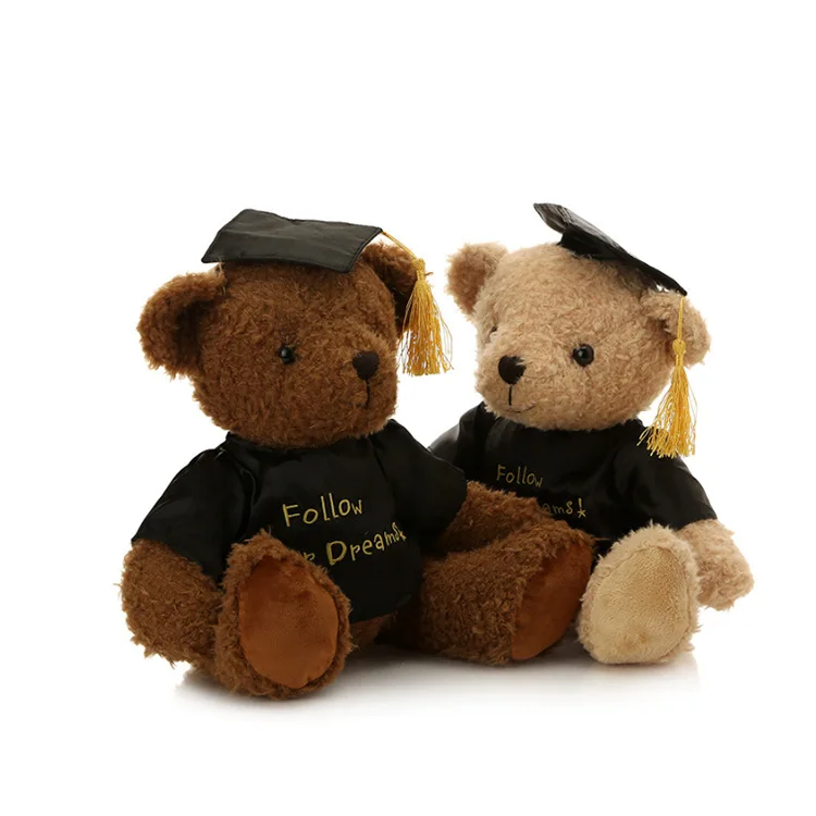 New Arrival Animal Stuffed Toy Plush Sitting Teddy Bear With Graduate Hat