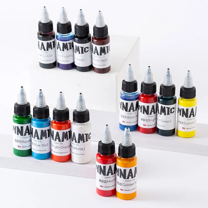Hot selling dynamic ink tattoo pigment master 14 color permanent makeup pigment set semi permanent PMU ink label tabletop tattoo