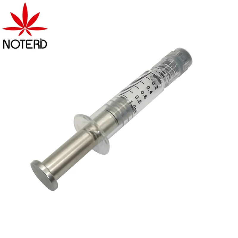 1 мл cbd масла серебристого цвета металлический Плунжер luer lock предварительно заполненный шприц для дистиллята