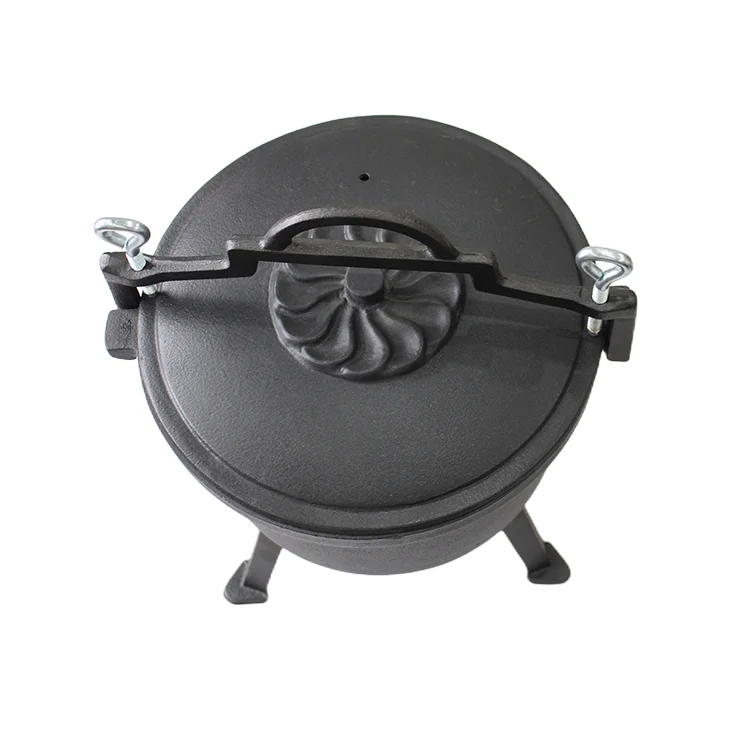 Pre-seasoned Cast Iron Three Legs Cauldron with Lid and Handles for Camping Cookware non stick deep cast iron potjie pot