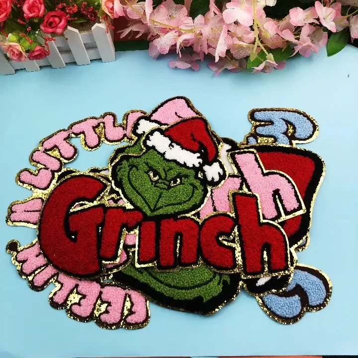 Best Quality Santa Baby Christmas Day Embroidery Patch Snowman Chenille Design Patches for Hoodies