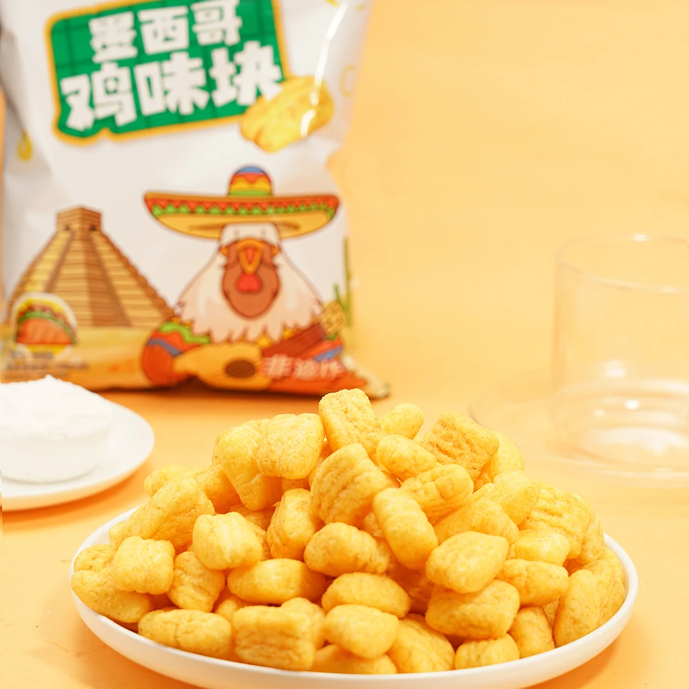 105g Extruded Corn Nugget with Burrito Flavor Non-fried Snack for Kids Rice Grain Extruded Puffed Food Rice Starch ISO,HACCP
