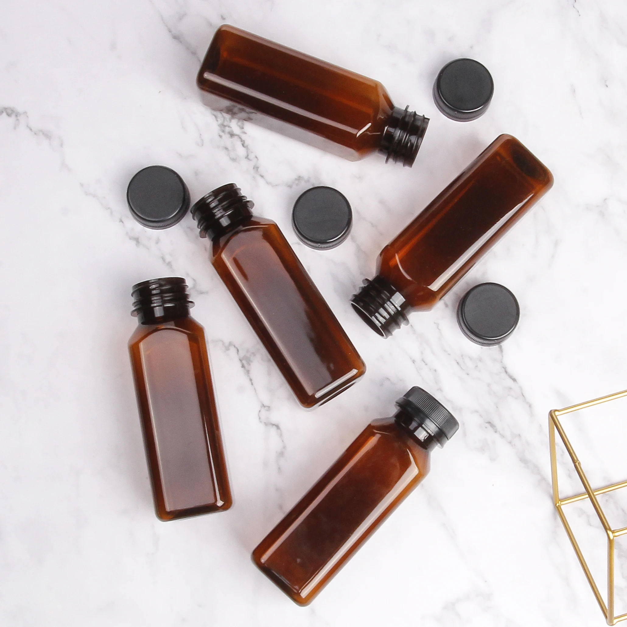 Plastic PLA 250 Ml Cold Brew coffee Plastic Bottles Square Juice Beverage smoothies Bottles With Tamper Evident Lids