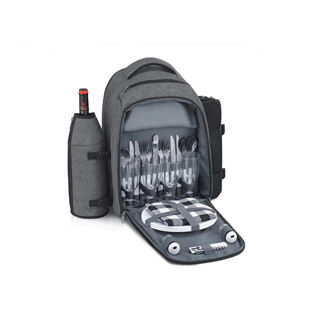 
Custom high quality Insulated Waterproof Picnic Backpack for 4 Person Set Pack with tableware 