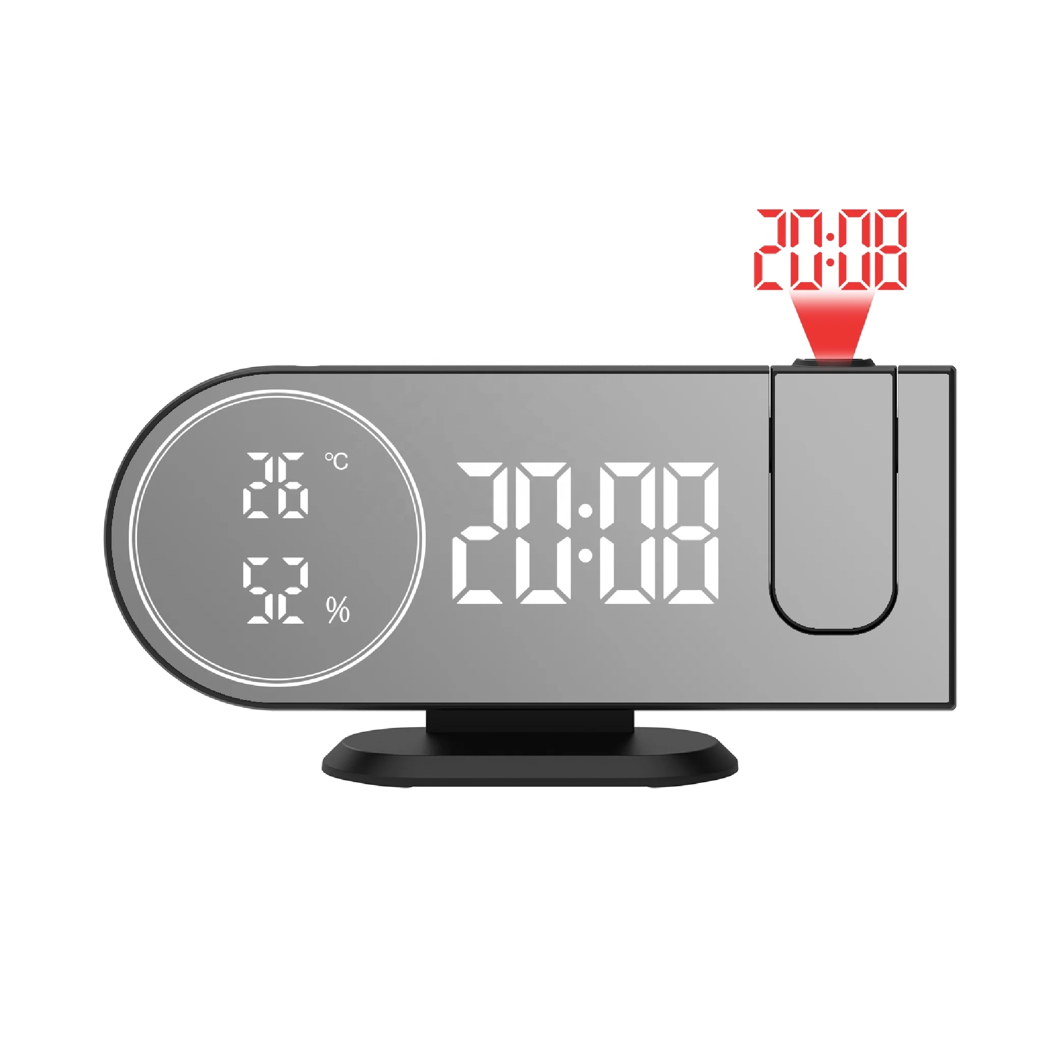 EWETIME Digital Mirror LED Screen Alarm Clock Projection for Home Table Desk Case