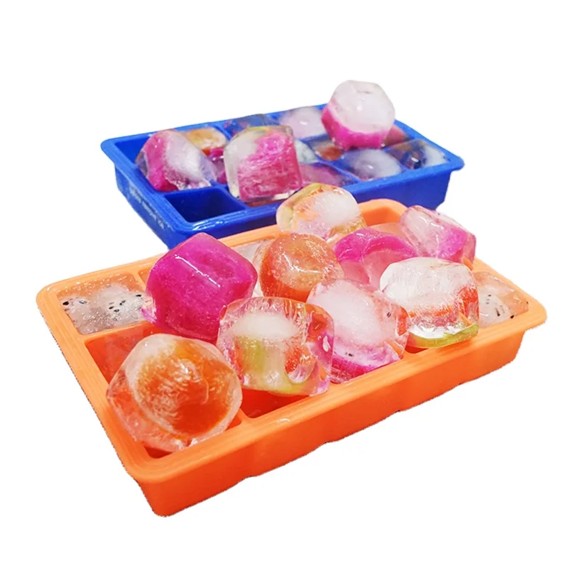 Novelty Eco-friendly 15 Cavity Flexible Silicone Ice Cubes Block Tray Mold For Whiskey Cold Drinking