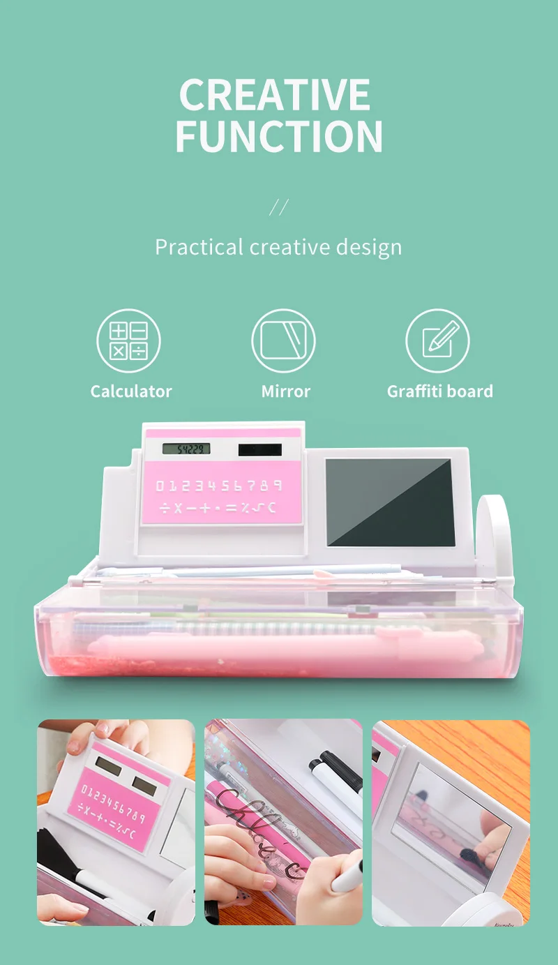 
Multi-function lovely extra-large plastic cartoon - patterned quicksand pencil boxes student pencil boxes 