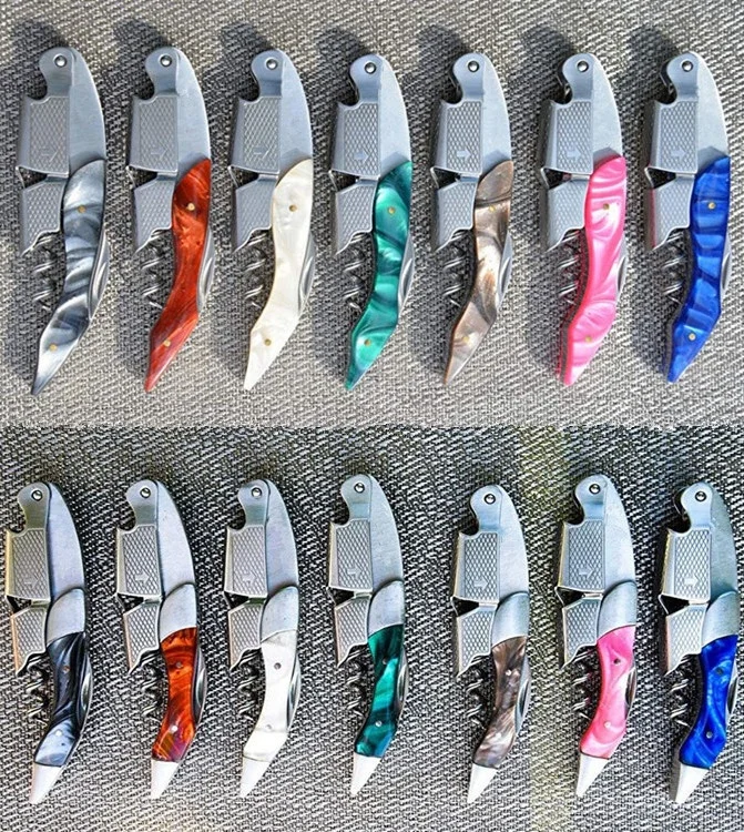 High Quality Double Hinged Wine Corkscrew Resin Handle Plastic Wine Bottle Opener With Gifts