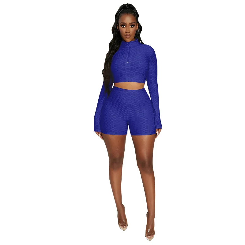 Новинка 2021, лидер продаж на Amazon, европейская одежда для йоги, модный однотонный Повседневный женский спортивный костюм с длинными рукавами