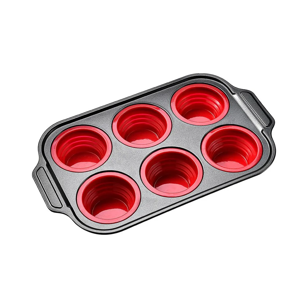Foldable silicone cake mold press type 6 hole 12 hole cake mold easy release oven baking tool
