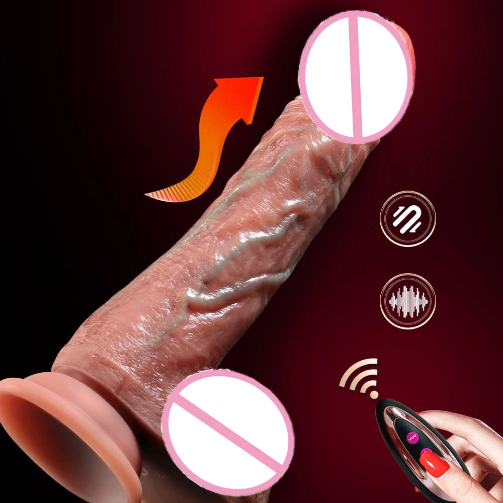 Telescopic Vibrating Thrusting Realistic Dildo Female Masturbation With Suction Cup Heating Penis Remote Control Dick For Women