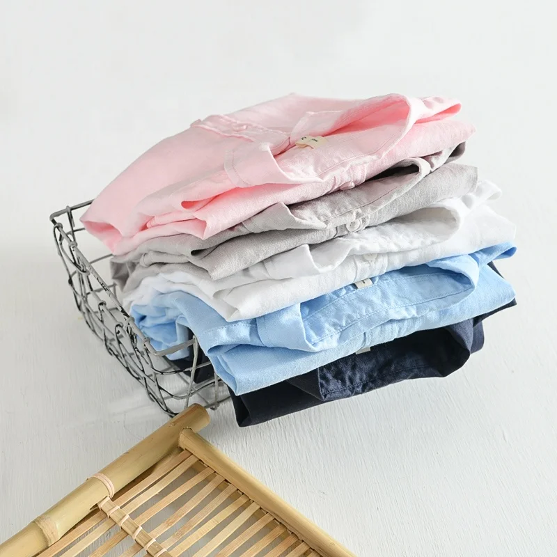 Оптовая продажа, оптовая продажа, экологически чистые мужские повседневные льняные рубашки 100% для мальчиков с длинным рукавом, с пуговицами, органические, белые, розовые