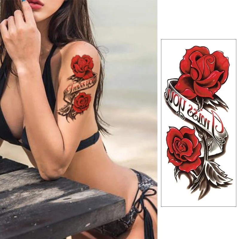 Custom 10*15Cm Cmyk Printing Body Paper Tattoo Stickers China Manufacturer Water Transfer Temporary Tattoos