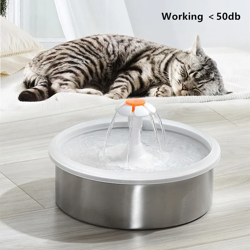 Wholesale Cat Dog Drinking Water Pet Bowl Stainless Steel Quiet Waterfall Dispenser Electric Automatic Cat Water Feeder