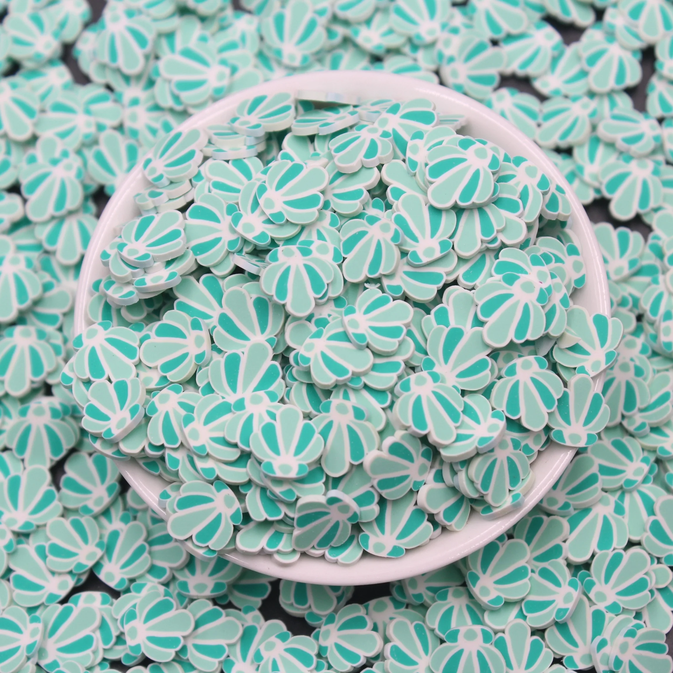 1KG/Bag Refine Quality 1CM Green Shell Polymer Clay Slice Circular Sector Sprinkles For Slime Tumbler Shaker Filling