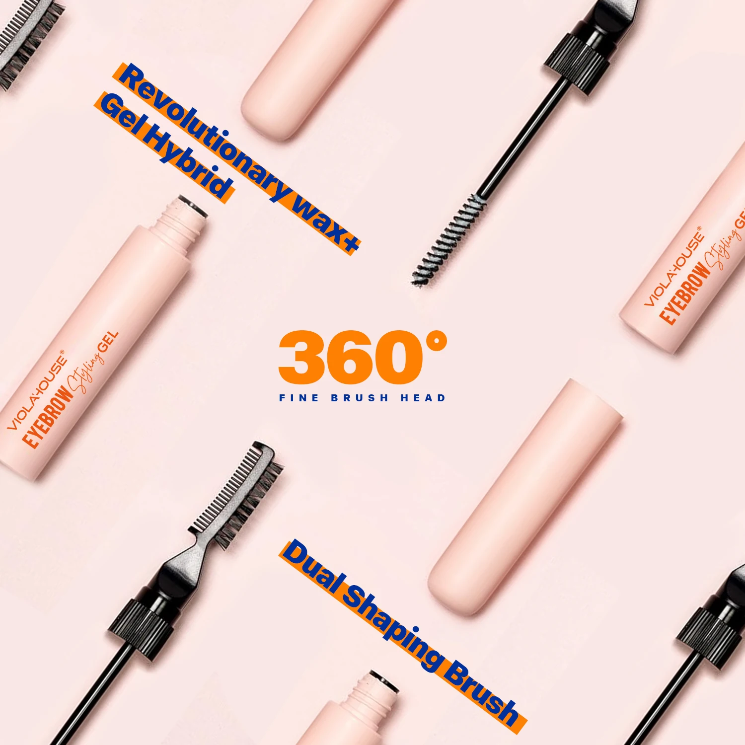 VIOLAHOUSE Eyebrow Glue Double-headed Brow Comb Waterproof Strong Hold Styling Clear Brow Glue Eyebrow Gel Private Label