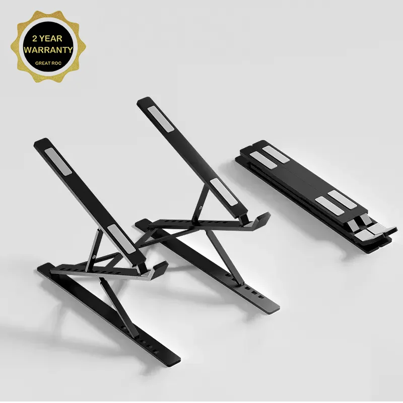Great Roc custom logo adjustable macbook notebook stand 14 15.6 inch metal foldable Double laptop holder aluminum laptop stand