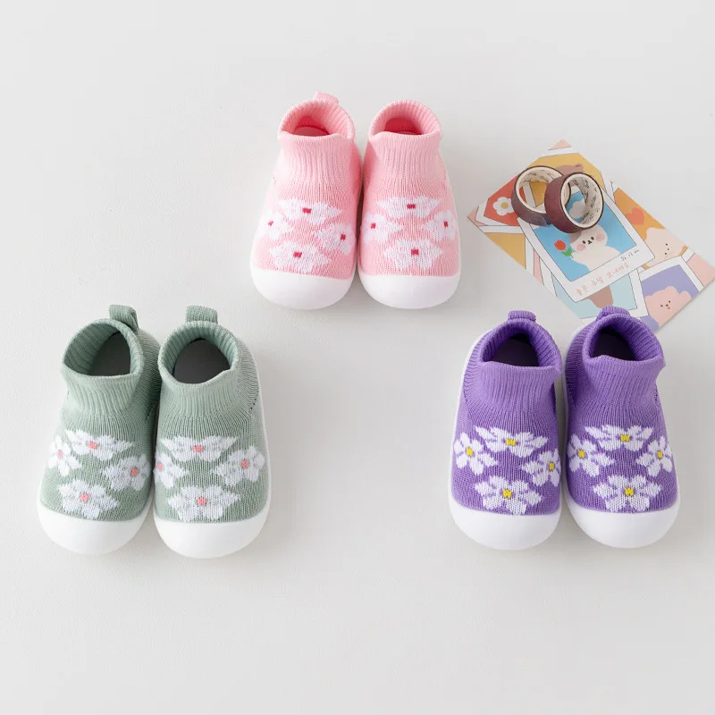 2024 Baby Boy Girl Non-Skid Infant Walking Shoes Breathable Elastic Sock Shoes with Memory Sole Protect Toes Outdoor Sneakers