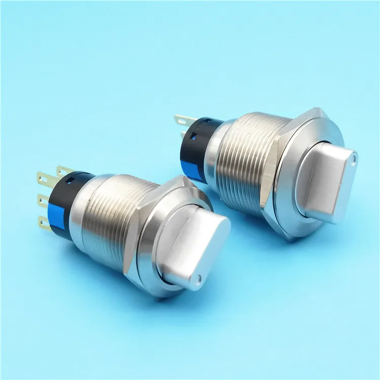19mm 3/6pins 2/3 position metal rotary selector switch stainless steel push button switch