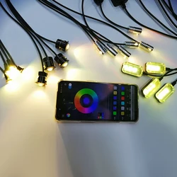 Ice Blue RGB Color Wireless Control Auto interior Atmosphere Car Ambient Lighting LED Strip for Car Doors Dashboard Foot