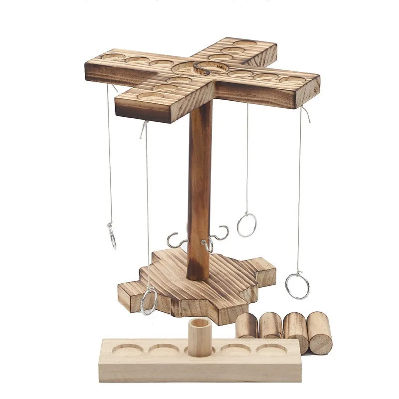 Wooden Ring Toss Games for Adults Yard Games Patio Decor Outdoor Indoor Wooden Hook and Ring Game for Bars Home Party