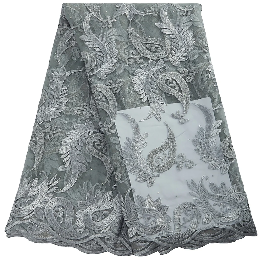 2923 Latest Styles French Mesh Lace Fabric Hand Made Stones Embroidery Lace Dress 5 Yard For Women Party Wedding Dress Sew