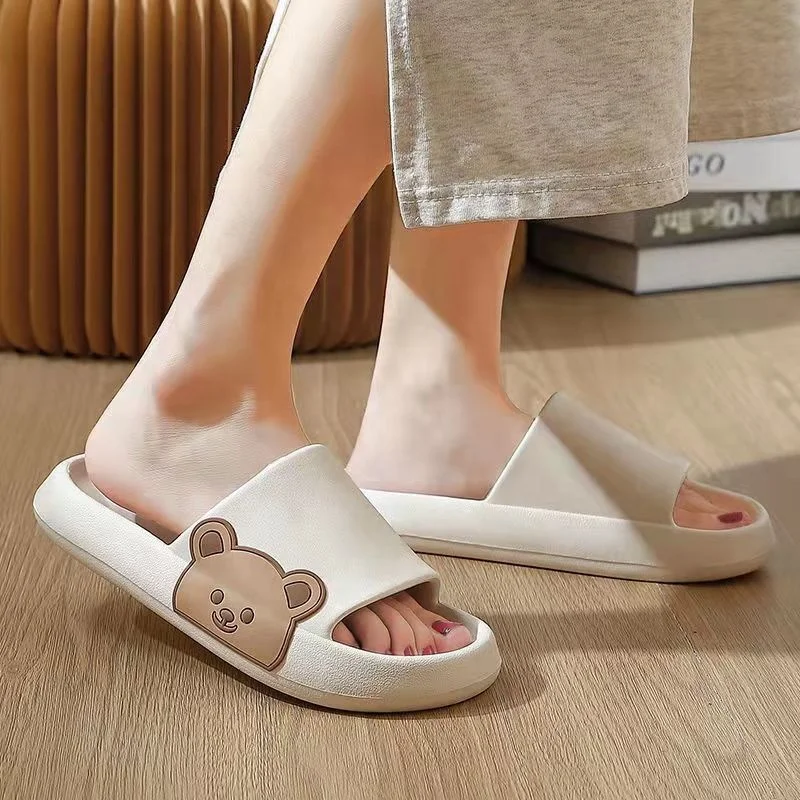 Summer woman and man  indoor outdoor thick sole animal bear  EVA slides slipper sandals