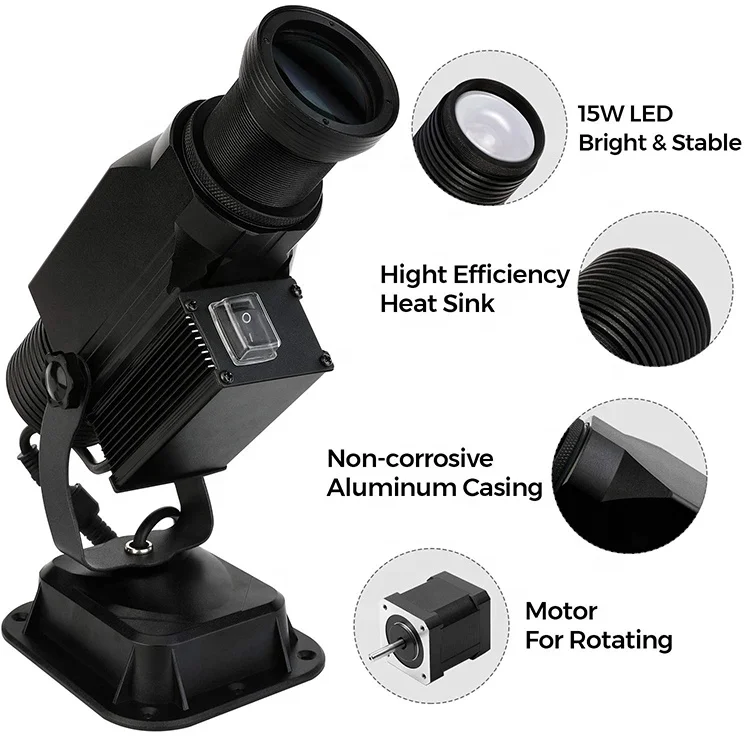  IP65 Водонепроницаемый с ручным зумом DJ эффект 15 Вт светодиодный Логотип Gobo проектор для наружного использования