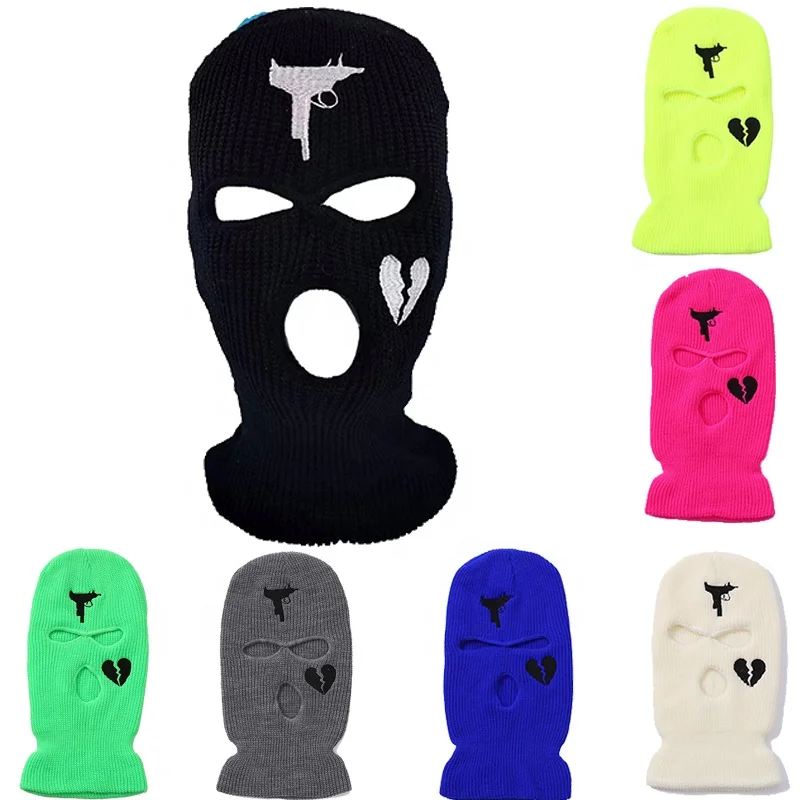 High Quality Multi-function Face Neck 3 Hole Uzi Balaclava Hat Winter Sweater Headwear Windproof Neck Warm Ski Mask Beanies For