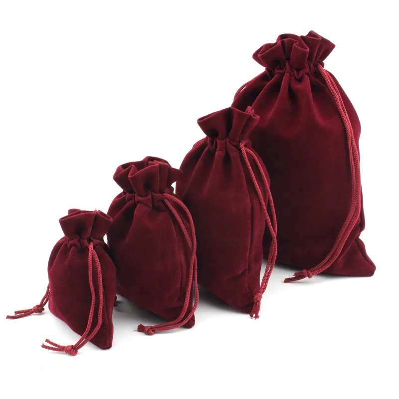 Small Wedding Jewellery Pouch Velvet Drawstring Bag With Logo Printing