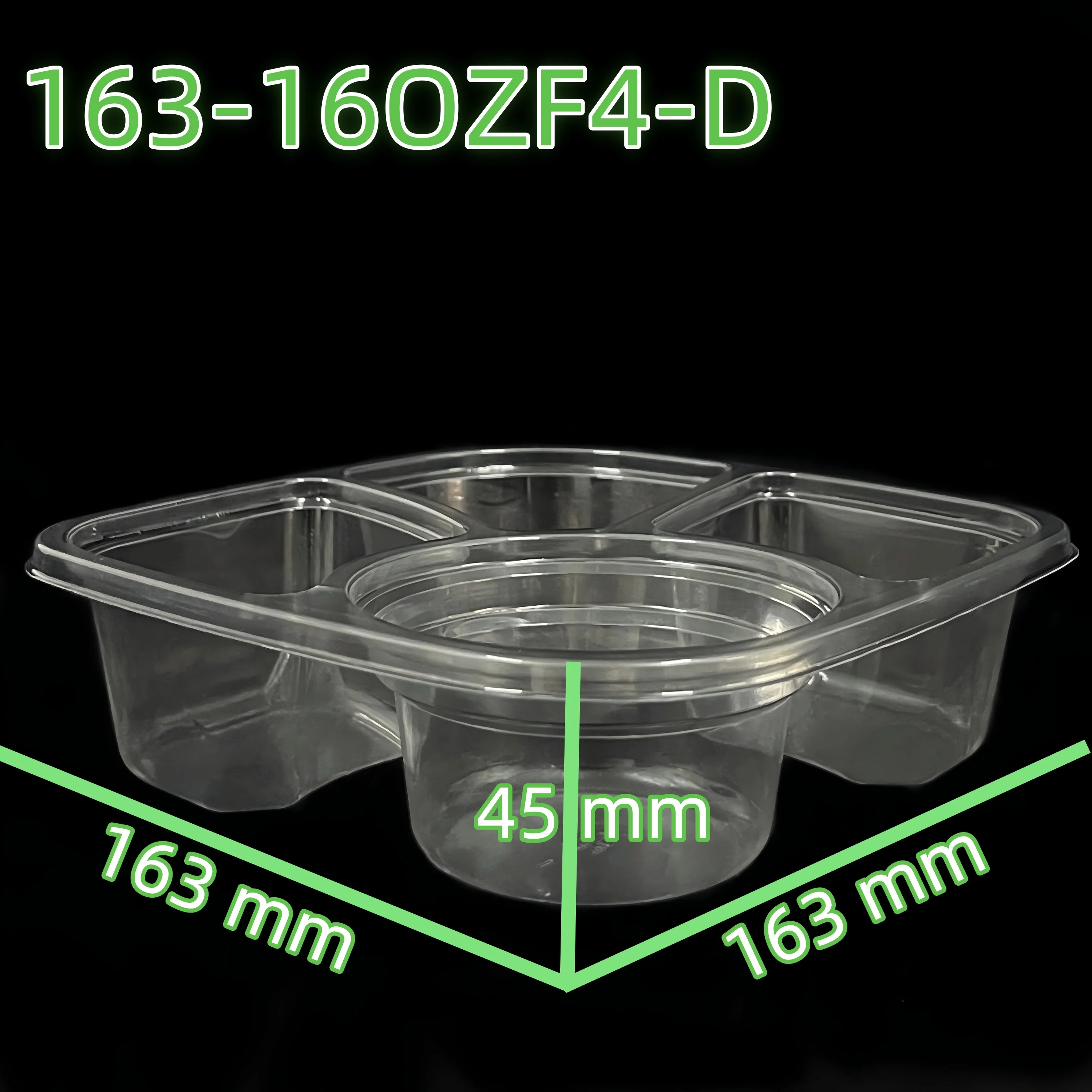 Hot Sales 4 Compartment Cativy Eco Friendly Plastic 500ml Food Containers Packaging For Soup And Rice Food Delivery