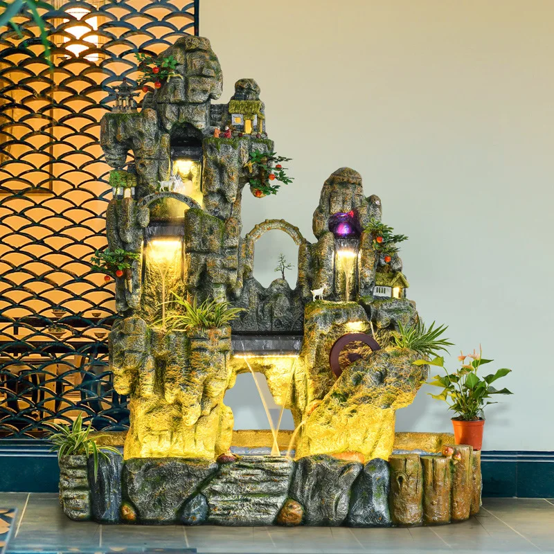 Latest design outdoor fiberglass rock waterfall pool artificial rock waterfall landscaping