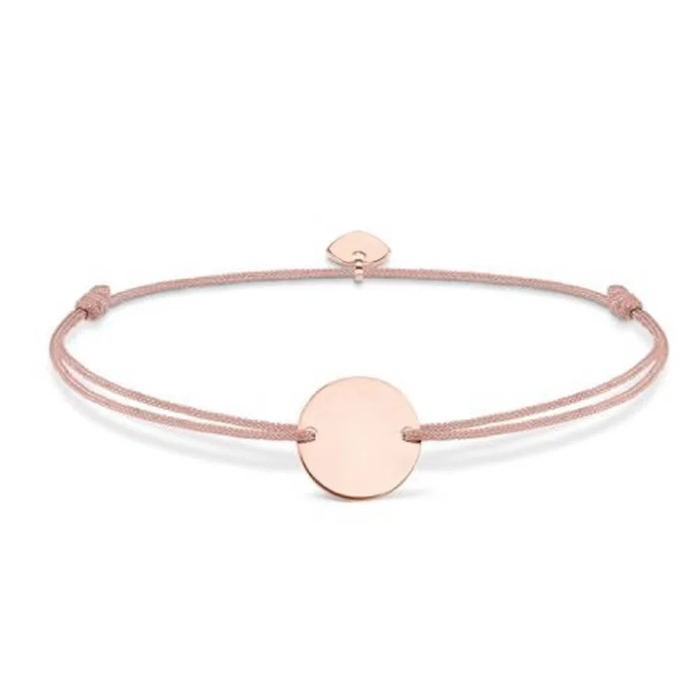 Custom Logo Stainless Steel Waxed Cord Bracelet Gold Plating Trendy Ball Pattern Featuring Diamonds Pearls Parties Gifts Unisex
