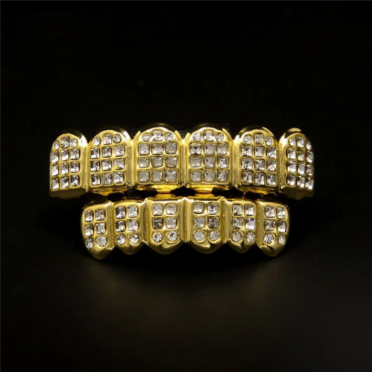 Unisex Gold Plated Teeth Grillz Hip Hop Iced-out Grillz Teeth For Body Accessories