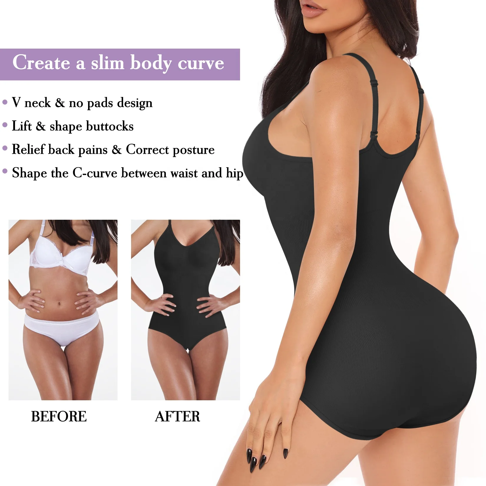 Charming Curves Daily Waist Trainer Body Shaper for Women Tummy Control Slimming Shapewear Bodysuit Seamless Faja Colombians