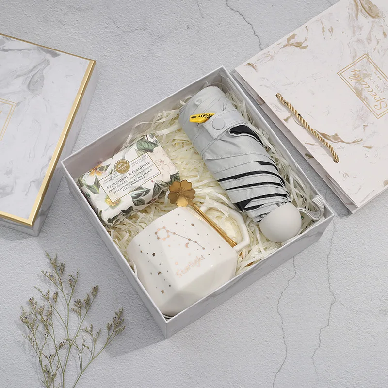 Mothers Day Gift Set With Fans Coffee Mug Towel Umbrella Gift Items