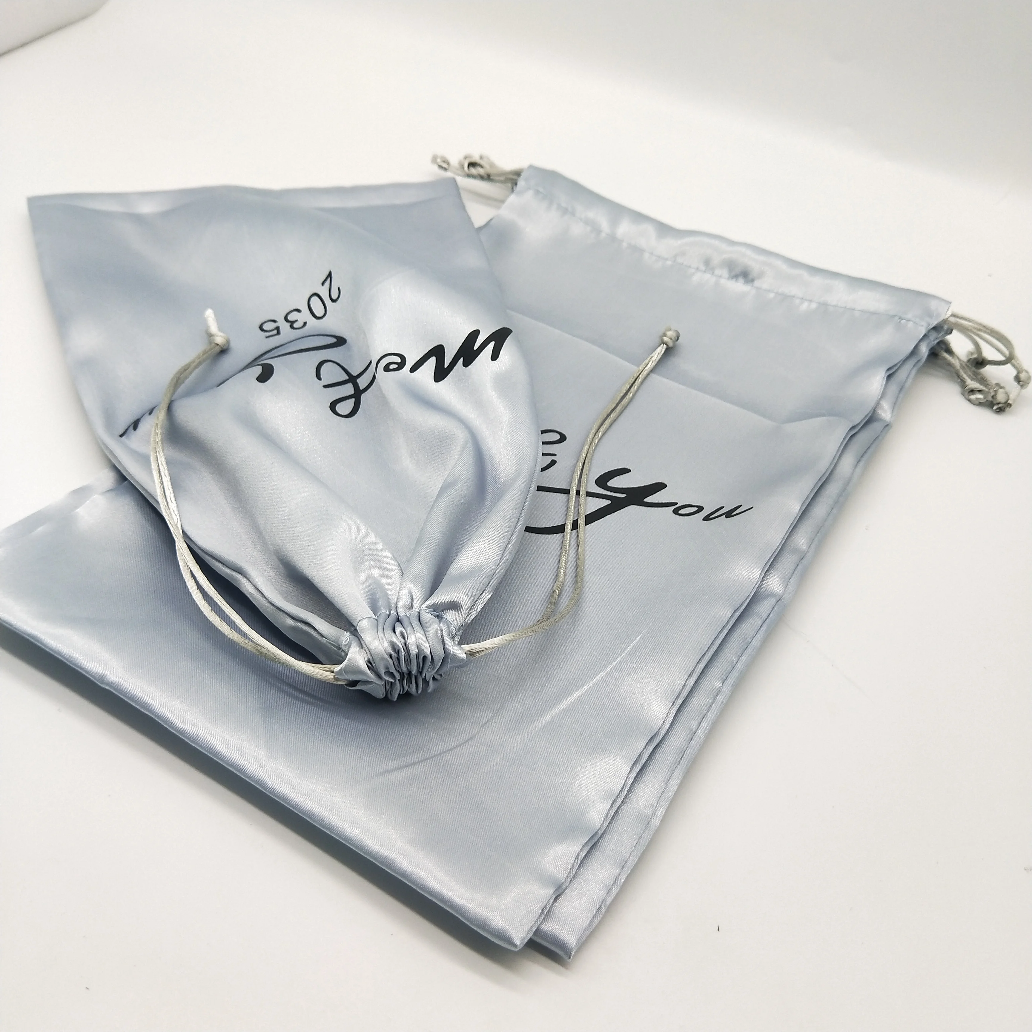 Hot Selling Custom Hair Package Drawstring Satin Silk Bag for Hair Extension Bundle Packaging Box